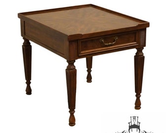 DREXEL FURNITURE Bookmatched Walnut Italian Provincial 22" Accent End Table