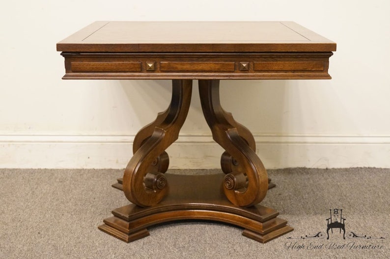 GORDON/'S FURNITURE Italian Neoclassical 26 Square Bookmatched Accent Table
