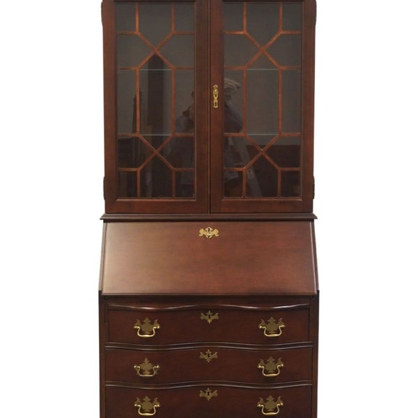 JASPER CABINET Solid Mahogany Traditional Style 32" Secretary Desk w. Pediment Display Hutch