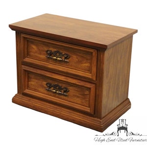 DREXEL FURNITURE Lisbon Collection Solid Pecan Rustic European 28 Two Drawer Nightstand 212-24-270 image 2