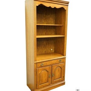 BERNHARDT FURNITURE Pecan Wood Country French 33 Lighted Bookcase / Wall Unit 227-801 image 2