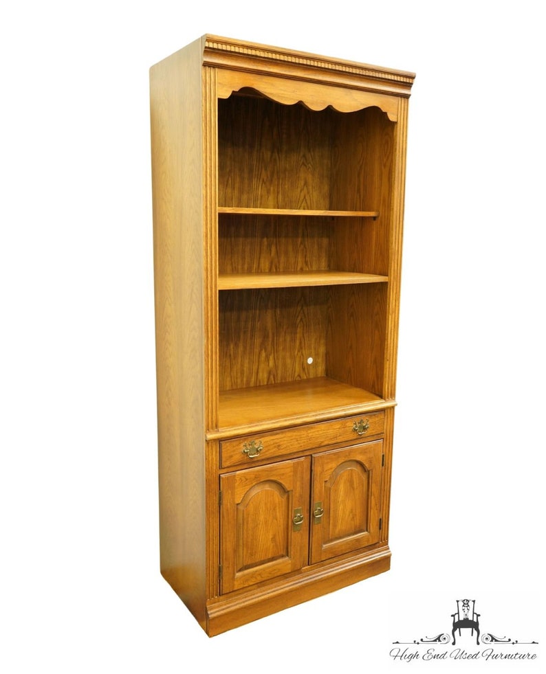 BERNHARDT FURNITURE Pecan Wood Country French 33 Lighted Bookcase / Wall Unit 227-801 image 2