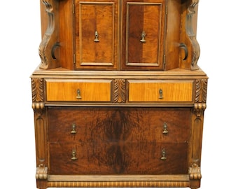 Antique Vintage Bookmatched Walnut Italian Provincial 42&quot; Door Chest