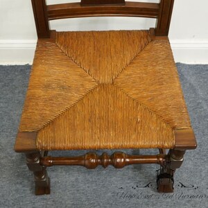 VINTAGE ANTIQUE Solid Cherry Rustic Country Style Dining Side Chair w. Rush Seat image 4
