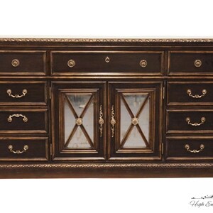 PHILIPPE LANGDON Contemporary Rustic Italian 85" Triple Dresser w. Mirrored Doors 50100-10