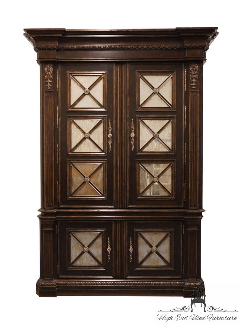 PHILIPPE LANGDON Contemporary Rustic Italian 71 Armoire / Media Cabinet w. Mirrored Doors 50100-40 image 1