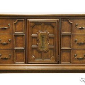 STANLEY FURNITURE Solid Pecan Italian Mediterranean Style 66 Triple Door Dresser 575-03 image 1