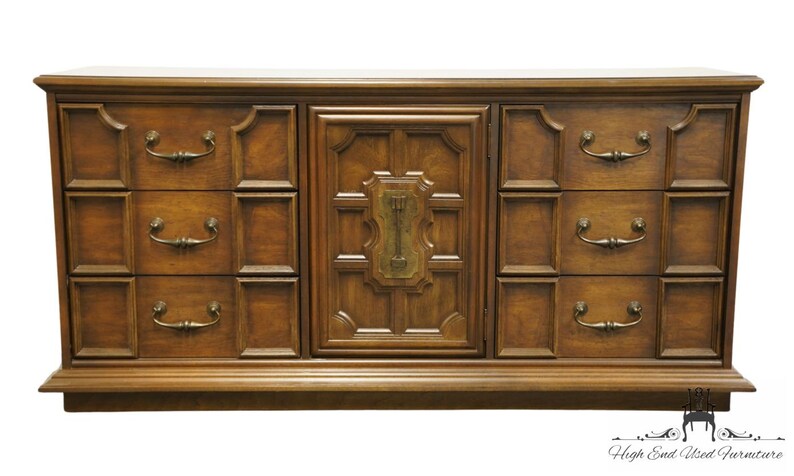 STANLEY FURNITURE Solid Pecan Italian Mediterranean Style 66 Triple Door Dresser 575-03 image 1