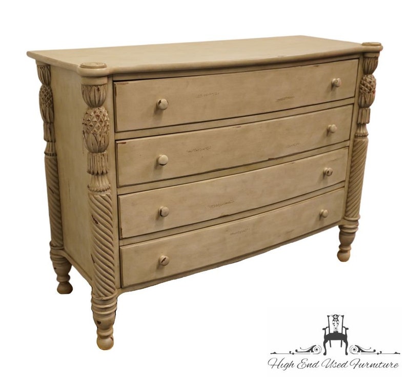 LARGO FURNITURE Jaclyn Smith Collection Antiqued Distressed White Shabby Chic 54 Four Drawer Chest image 4