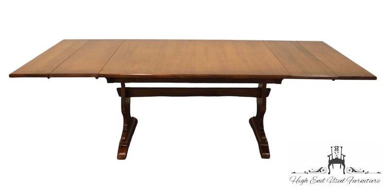 CONANT BALL Solid Hard Rock Maple Colonial Early American 92 Trestle Dining Table 2042 40101 image 1