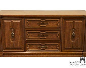 BASSETT FURNITURE Pecan Italian Mediterranean Style 63&quot; Buffet Sideboard 381-29-356