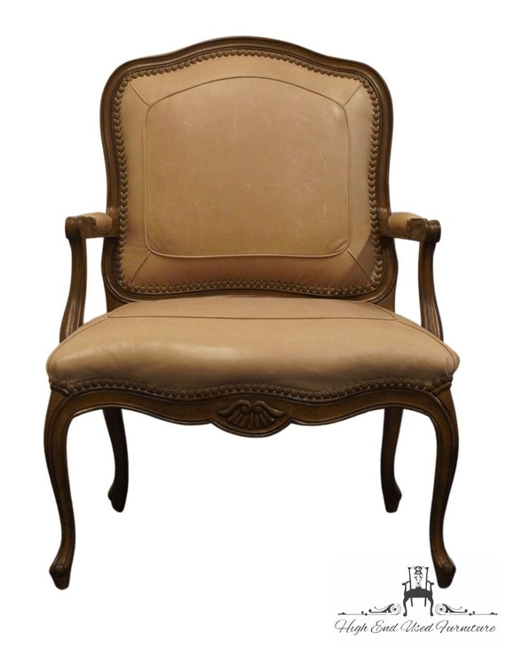 HENREDON FURNITURE French Provincial Studded Vinyl Accent Arm Chair