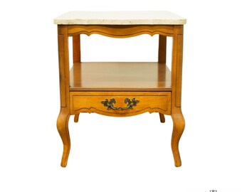 HAMMARY FURNITURE Country French Provincial 20x25" Accent End Table w. White Marble Top