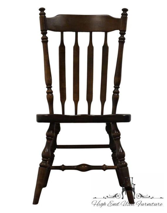 ETHAN ALLEN Antiqued Pine Old Tavern High Back Catkin Dining Side