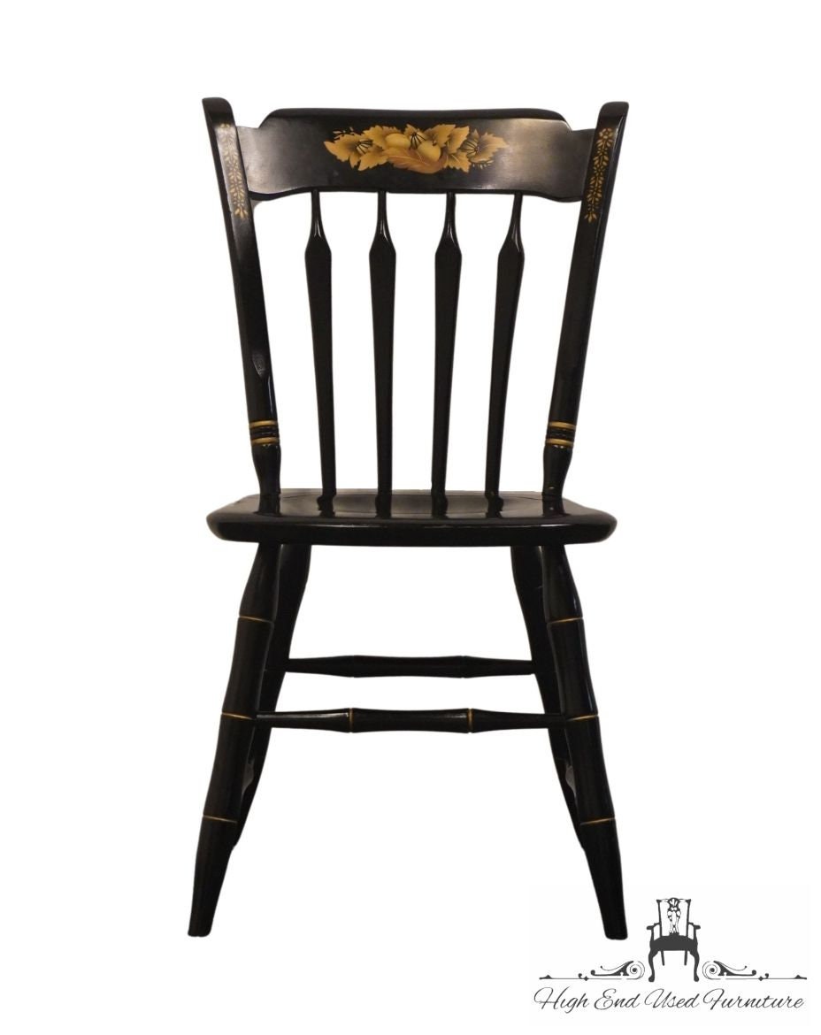 ETHAN ALLEN / BAUMRITTER Black & Gold Hand Decorated Hitchcock