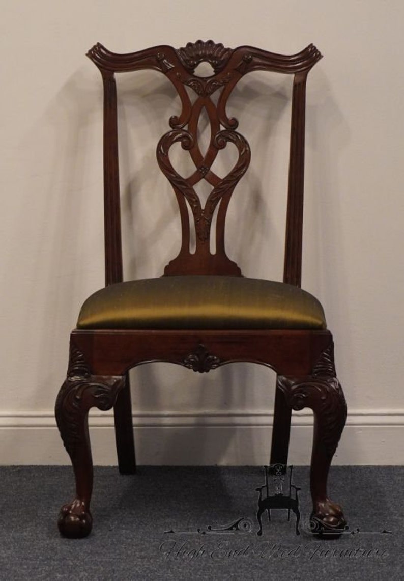 HENREDON FURNITURE Solid Mahogany Traditional Chippendale Style Ball & Claw Dining Side Chair image 4