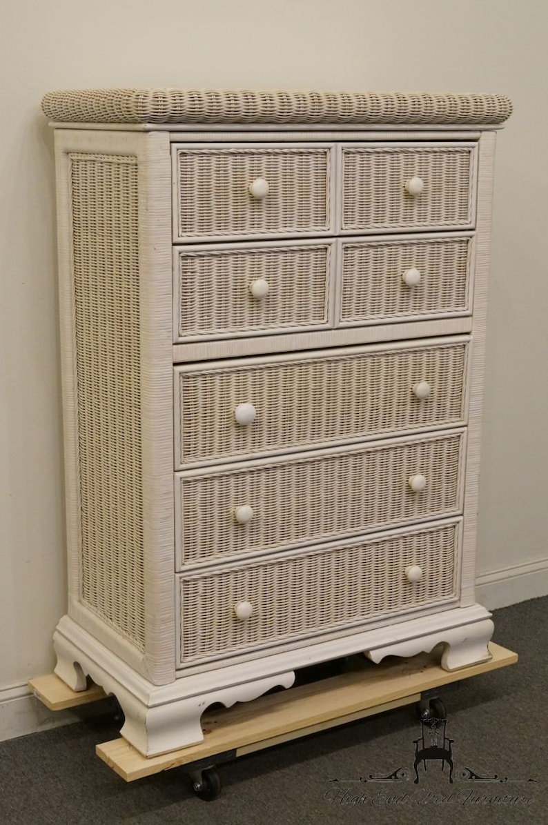 Pennsylvania House White Wicker 37 Chest Of Drawers Etsy