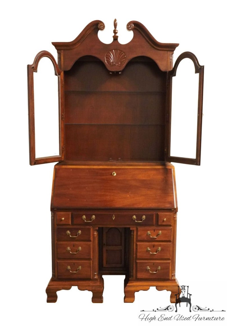 AMERICAN DREW Solid Cherry American Independence Collection 42 Secretary Desk w. Pediment Display Hutch 28-560 image 5