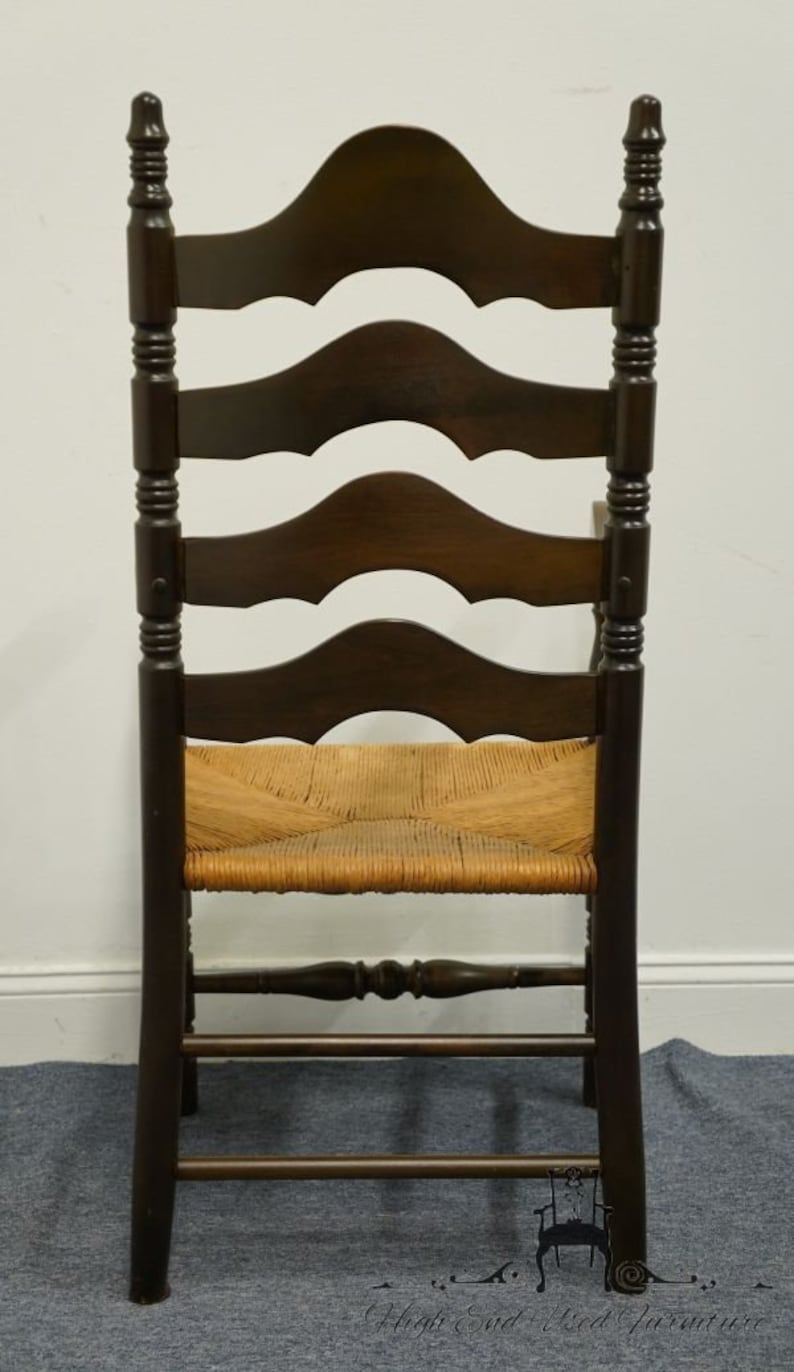 KLING FURNITURE Solid Pine Rustic Americana Ladderback Dining Arm Chair w. Rush Seat image 6