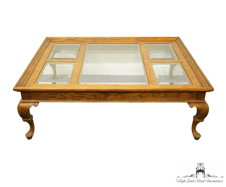 DREXEL FURNITURE Chatham Oak Collection Country French 50x40 Accent Coffee Table w. Glass Top 196-109-3 image 1