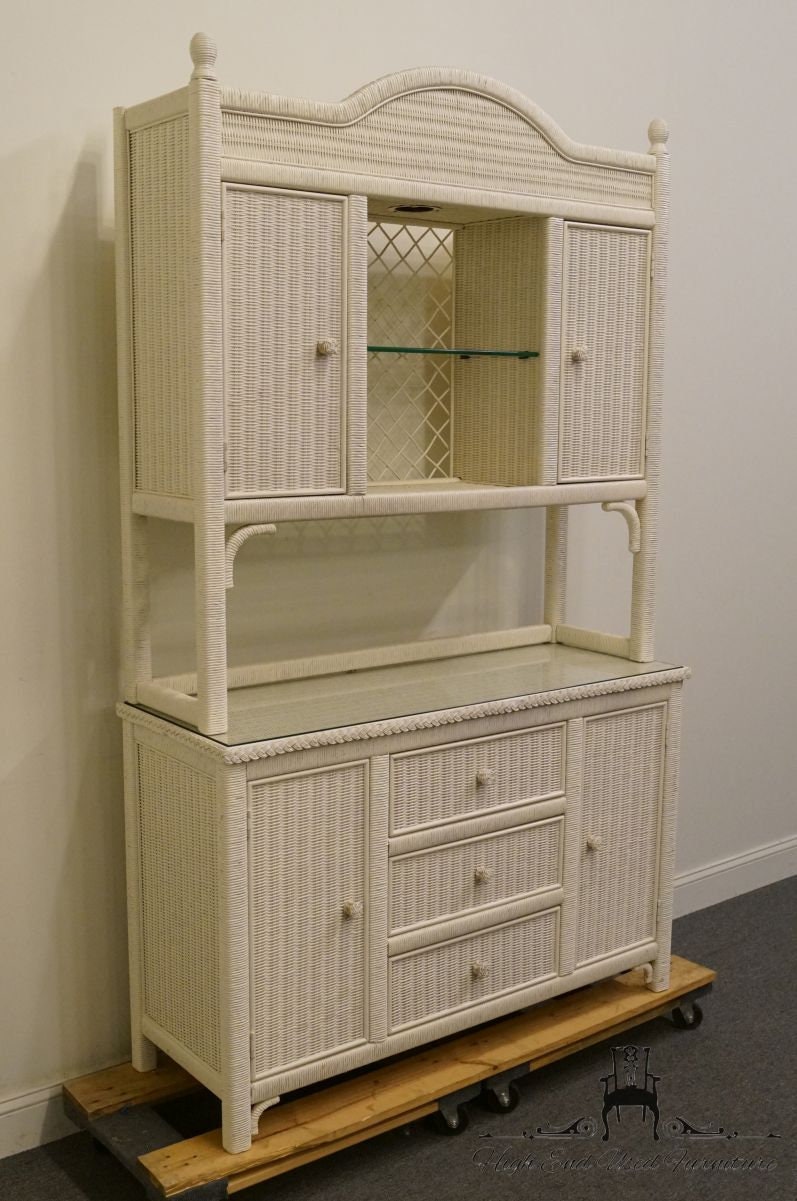 LEXINGTON HENRY LINK White Wicker 49 Buffet w. Hutch Top | Etsy