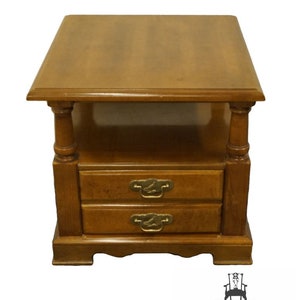 BASSETT FURNITURE Maple British Colonial Style 24x27 Accent End Table image 1