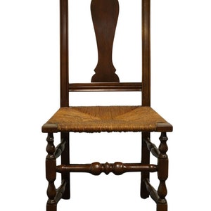 VINTAGE ANTIQUE Solid Cherry Rustic Country Style Dining Side Chair w. Rush Seat image 1