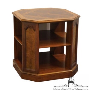 HERITAGE FURNITURE Traditional Style 26 Tiered Accent End Table w. Burled Walnut Accents image 4