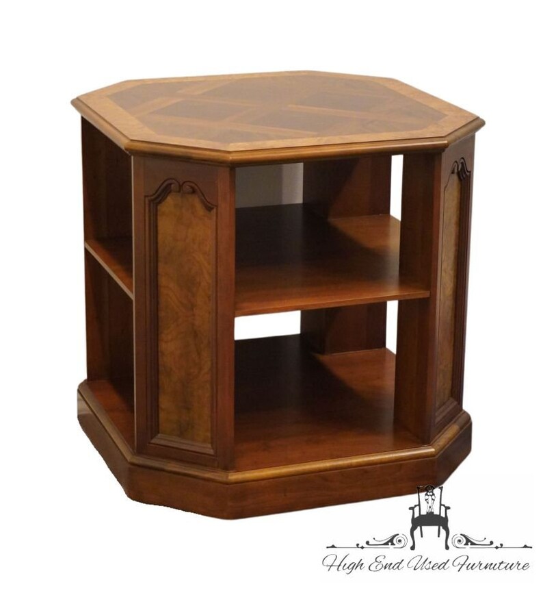 HERITAGE FURNITURE Traditional Style 26 Tiered Accent End Table w. Burled Walnut Accents image 4