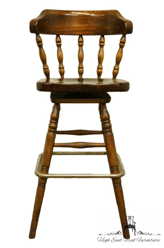 Ethan Allen Antiqued Pine Old Tavern Bar / Pub Stool 129505 Etsy
