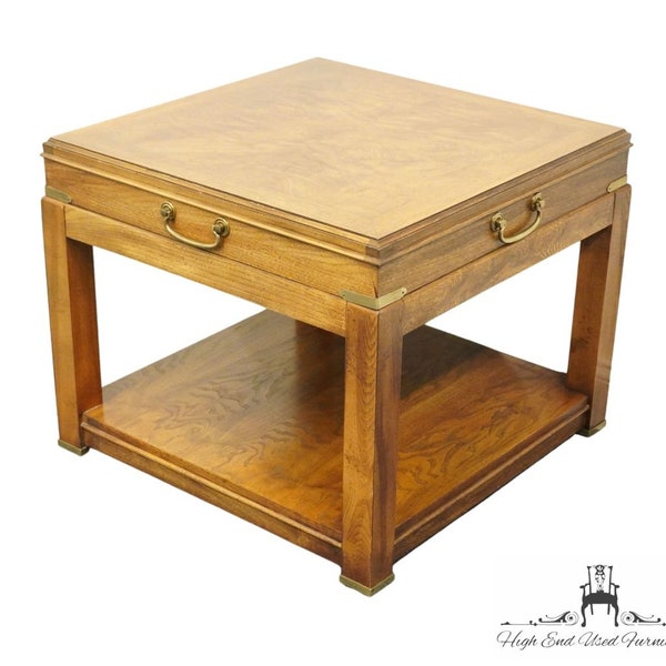 LANE FURNITURE Burled Walnut Modern Asian Inspired 27" Square Accent End Table 920-92