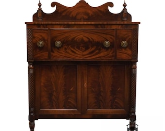 VINTAGE ANTIQUE Bookmatched Mahogany Victorian Traditional Empire Style 46&quot; Sideboard / Credenza