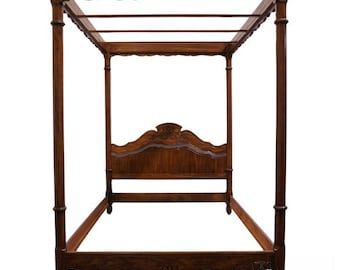 THOMASVILLE FURNITURE Solid Oak Louis XV French Provincial Queen Size Canopy Bed