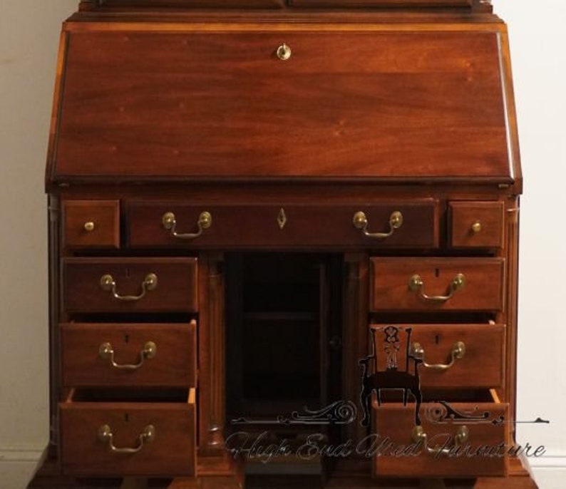 AMERICAN DREW Solid Cherry American Independence Collection 42 Secretary Desk w. Pediment Display Hutch 28-560 image 2