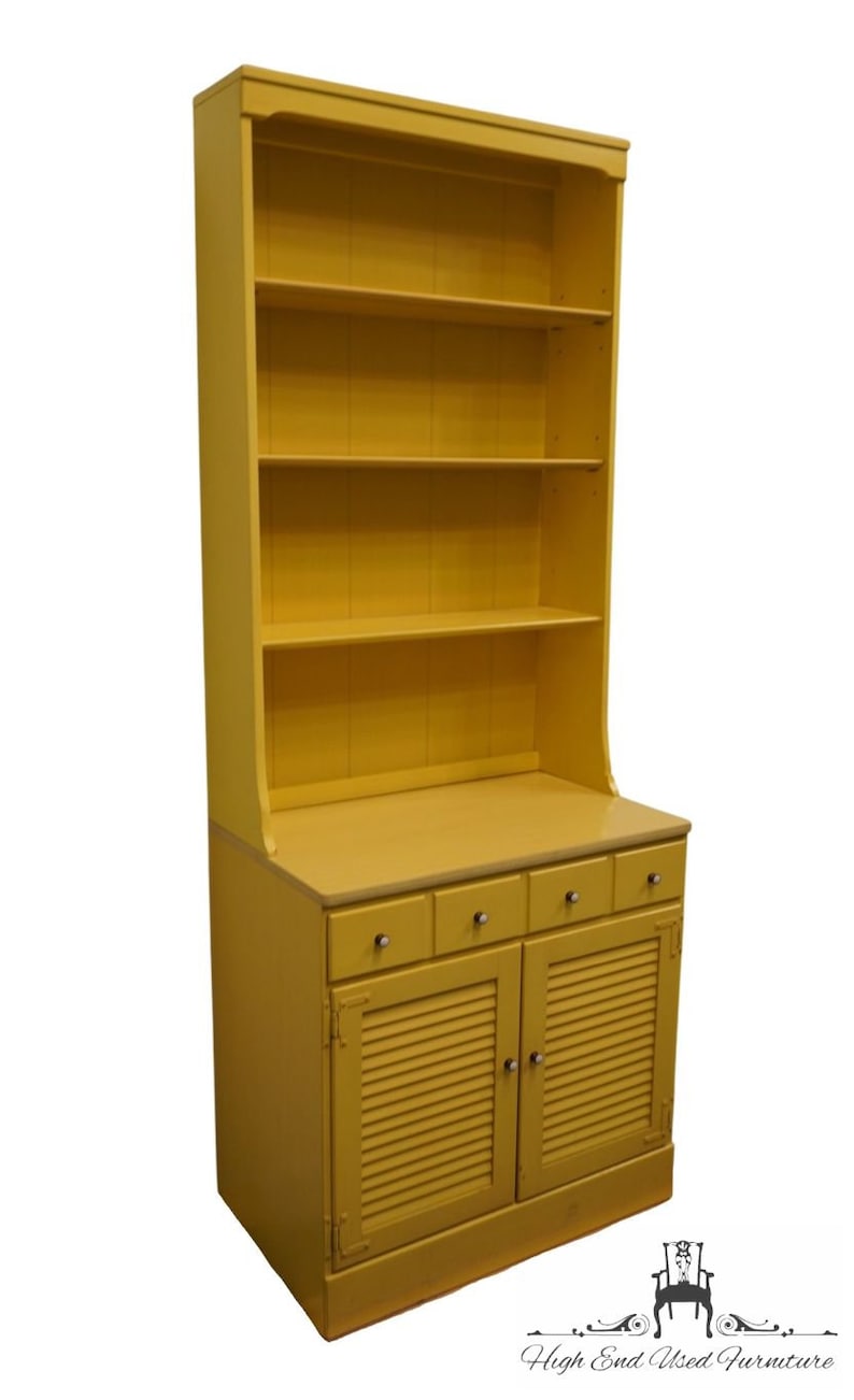 ETHAN ALLEN CRP Custom Room Plan 30 Shutter Door Cabinet w. Bookcase Top 14-4511 / 14-4019 411 Daffodil Yellow Finish image 3