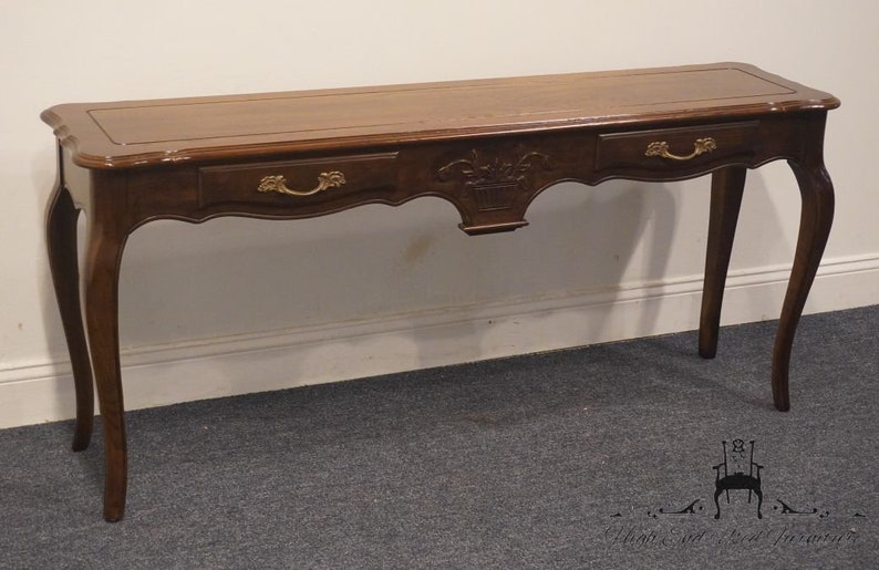 DAVIS CABINET Co. Solid Walnut Country French Style 60 Entry Console / Sofa Table image 4
