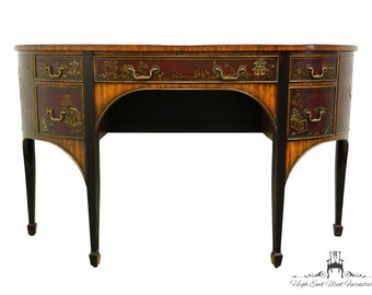 MAITLAND SMITH Asian Chinoiserie Half Round Banded Bookmatched Mahogany 64" Sideboard Buffet