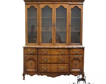 BROYHILL FURNITURE Solid Hard Rock Maple Country French Provincial 59" Buffet w. China Cabinet 5000-10 / 5000-20