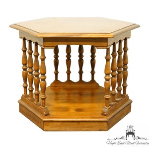 ETHAN ALLEN Heirloom Nutmeg Maple Colonial Style Accent Hexagonal End Table 10-8645