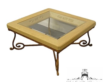 Henredon Furniture Enchantment Collection Aspen Oak 42" Square Accent Coffee Table W. Glass Top