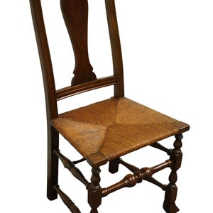 VINTAGE ANTIQUE Solid Cherry Rustic Country Style Dining Side Chair w. Rush Seat image 2