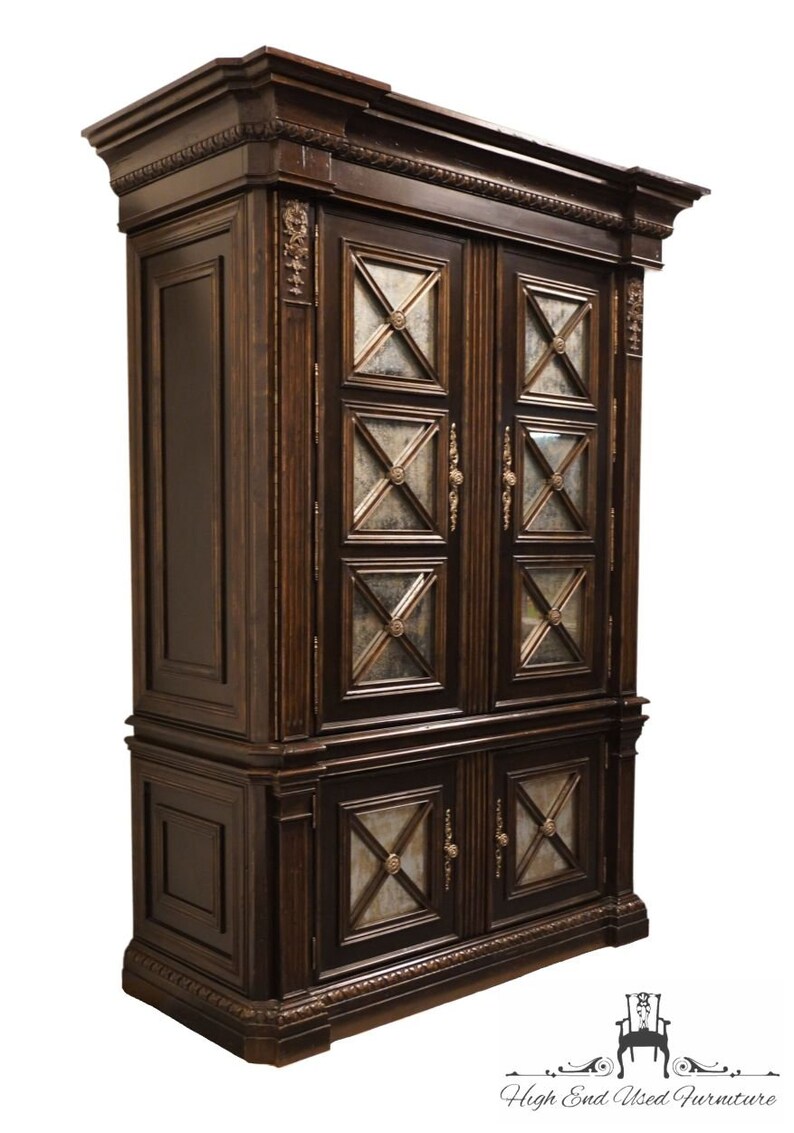 PHILIPPE LANGDON Contemporary Rustic Italian 71 Armoire / Media Cabinet w. Mirrored Doors 50100-40 image 3