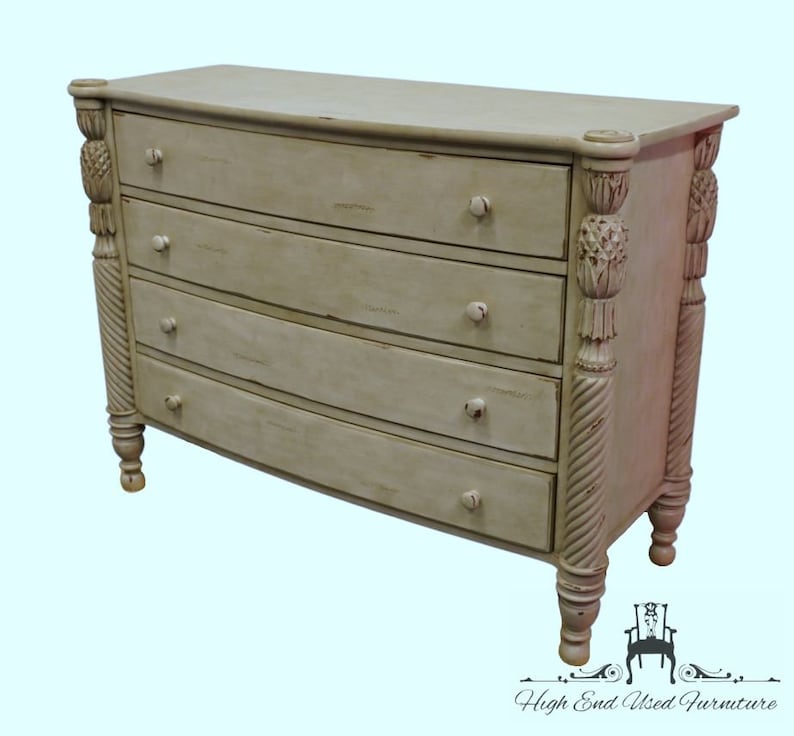 LARGO FURNITURE Jaclyn Smith Collection Antiqued Distressed White Shabby Chic 54 Four Drawer Chest image 3