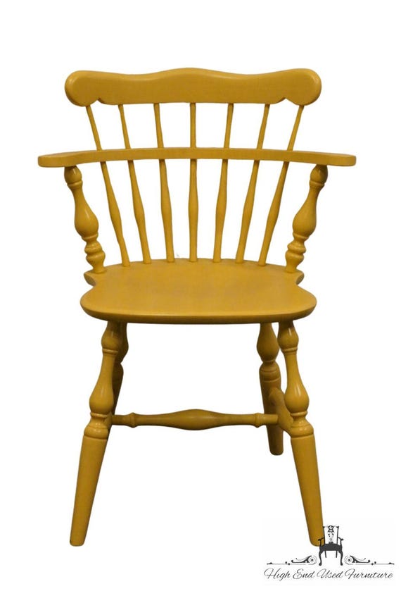 ETHAN ALLEN Decorated Heirloom Maple Comb Back Accent Vanity Chair