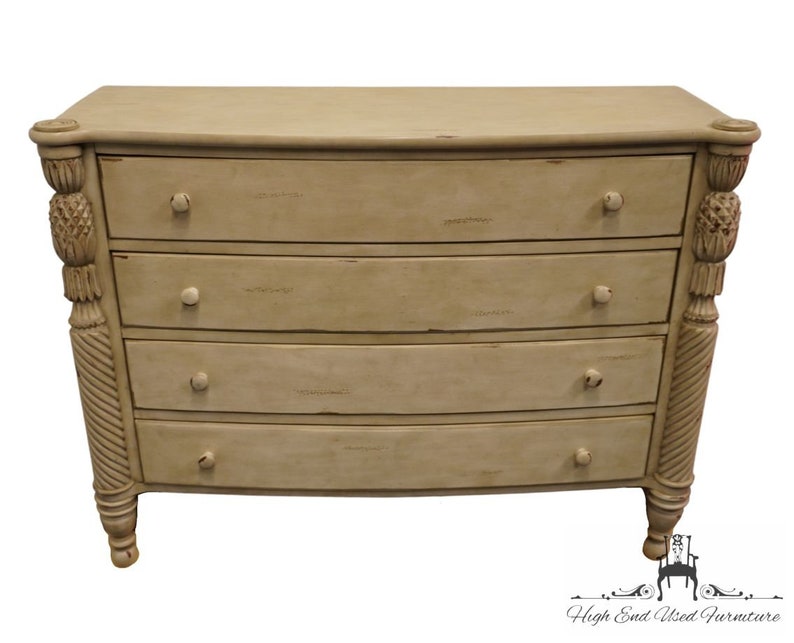 LARGO FURNITURE Jaclyn Smith Collection Antiqued Distressed White Shabby Chic 54 Four Drawer Chest image 2