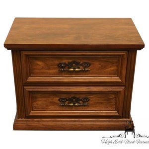 DREXEL FURNITURE Lisbon Collection Solid Pecan Rustic European 28 Two Drawer Nightstand 212-24-270 image 3