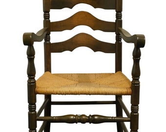 KLING FURNITURE Solid Pine Rustic Americana Ladderback Dining Arm Chair w. Rush Seat