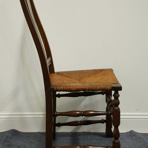 VINTAGE ANTIQUE Solid Cherry Rustic Country Style Dining Side Chair w. Rush Seat image 7
