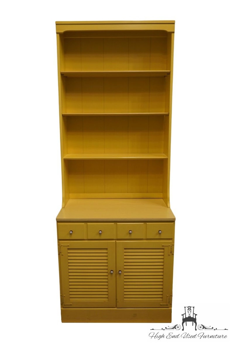 ETHAN ALLEN CRP Custom Room Plan 30 Shutter Door Cabinet w. Bookcase Top 14-4511 / 14-4019 411 Daffodil Yellow Finish image 1