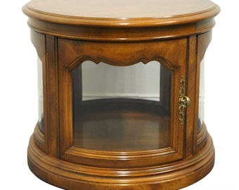 GORDON'S FURNITURE Traditional Style Bookmatched Walnut 25" Round Accent Display End Table